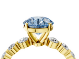 Yellow gold Fancy Blue Round  Solitaire Diamond Ring with Pave Band and Four-Prong Setting_188