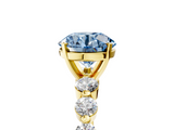 Yellow gold Fancy Blue Round  Solitaire Diamond Ring with Pave Band and Four-Prong Setting_189