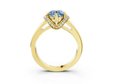 Yellow gold Fancy Blue Round  Solitaire Diamond Ring with Pave Band and Six-Prong Setting_35