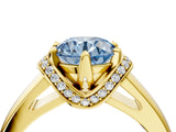 Yellow gold Fancy Blue Round  Solitaire Diamond Ring with Pave Band and Six-Prong Setting_36
