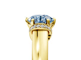 Yellow gold Fancy Blue Round  Solitaire Diamond Ring with Pave Band and Six-Prong Setting_37