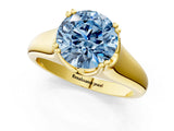 Yellow gold Fancy Blue Round  Solitaire Diamond Ring with Six-Prong Cathedral Setting_33