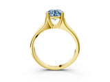 Yellow gold Fancy Blue Round  Solitaire Diamond Ring with Six-Prong Cathedral Setting_35
