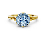 Yellow gold Fancy Blue Round  Solitaire Diamond Ring with Six-Prong Setting and Tapered Band_17
