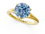 Yellow gold Fancy Blue Round  Solitaire Diamond Ring with Six-Prong Setting and Tapered Band_18