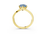 Yellow gold Fancy Blue Round  Solitaire Diamond Ring with Six-Prong Setting and Tapered Band_20