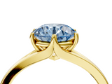 Yellow gold Fancy Blue Round  Solitaire Diamond Ring with Six-Prong Setting and Tapered Band_21
