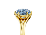 Yellow gold Fancy Blue Round  Solitaire Diamond Ring with Six-Prong Setting and Tapered Band_22