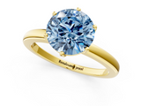 Yellow gold Fancy Blue Round  Solitaire Diamond Ring with Six-Prong Setting on a Classic Band_4