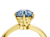 Yellow gold Fancy Blue Round  Solitaire Diamond Ring with Six-Prong Setting on a Classic Band_7
