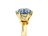 Yellow gold Fancy Blue Round  Solitaire Diamond Ring with Six-Prong Setting on a Classic Band_8