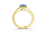 Yellow gold Fancy Blue Round  Solitaire Diamond Ring with Split Shank and Four-Prong Setting_15