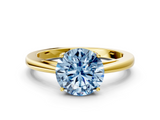 Yellow gold Fancy Blue Round  Solitaire Diamond Ring with Split Shank and Four-Prong Setting_20