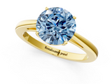Yellow gold Fancy Blue Round  Solitaire Diamond Ring with Split Shank and Four-Prong Setting_21