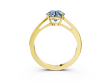 Yellow gold Fancy Blue Round  Solitaire Diamond Ring with Split Shank and Four-Prong Setting_23