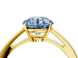 Yellow gold Fancy Blue Round  Solitaire Diamond Ring with Split Shank and Four-Prong Setting_24