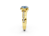 Yellow gold Fancy Blue Round  Solitaire Diamond Ring with Split Shank and Prong Setting_43