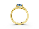 Yellow gold Fancy Blue Round  Solitaire Diamond Ring with Split Shank and Prong Setting_44