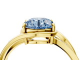 Yellow gold Fancy Blue Round  Solitaire Diamond Ring with Split Shank and Prong Setting_45