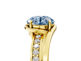 Yellow gold Fancy Blue Round  Solitaire Diamond Ring with Split Shank and Prong Setting_46