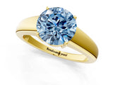 Yellow gold Fancy Blue Round  Solitaire Diamond Ring with Tapered Band and Four-Prong Setting_49