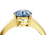 Yellow gold Fancy Blue Round  Solitaire Diamond Ring with Tapered Band and Four-Prong Setting_52