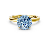 Yellow gold Fancy Blue Round  Solitaire Diamond Ring with Thin Band and Four-Prong Setting_3