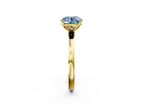 Yellow gold Fancy Blue Round  Solitaire Diamond Ring with Thin Band and Four-Prong Setting_5