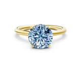 Yellow gold Fancy Blue Round  Solitaire Diamond Ring with a Classic Band and Four-Prong Setting 1