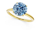 Yellow gold Fancy Blue Round  Solitaire Diamond Ring with a Classic Band and Four-Prong Setting 2