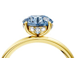 Yellow gold Fancy Blue Round  Solitaire Diamond Ring with a Classic Band and Four-Prong Setting 5