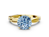 Yellow gold Fancy Blue Round  Solitaire Diamond Twisted Band with Four-Prong Setting_45