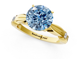 Yellow gold Fancy Blue Round  Solitaire Diamond Twisted Band with Four-Prong Setting_46
