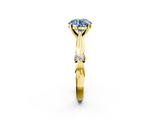 Yellow gold Fancy Blue Round  Solitaire Diamond Twisted Band with Four-Prong Setting_47