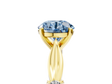 Yellow gold Fancy Blue Round  Solitaire Diamond Twisted Band with Four-Prong Setting_50