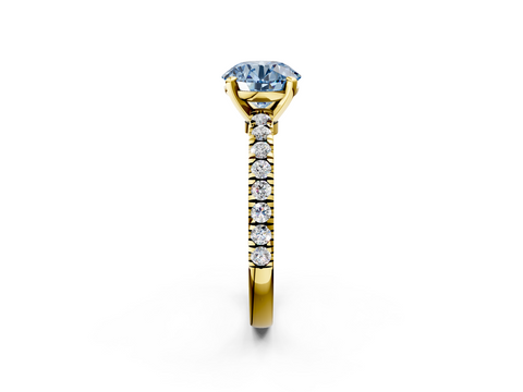 Yellow gold Fancy Blue Round  Solitaire Diamond with Pavé Band and Four-Prong Setting_59
