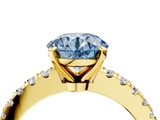 Yellow gold Fancy Blue Round  Solitaire Diamond with Pavé Band and Four-Prong Setting_61