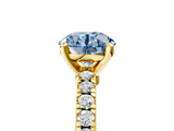 Yellow gold Fancy Blue Round  Solitaire Diamond with Pavé Band and Four-Prong Setting_62
