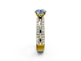 Yellow gold Fancy Blue Round  Solitaire Diamond with Pave and Channel Set Band_76