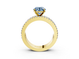 Yellow gold Fancy Blue Round  Solitaire Diamond with Pave and Channel Set Band_77