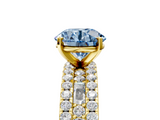 Yellow gold Fancy Blue Round  Solitaire Diamond with Pave and Channel Set Band_79