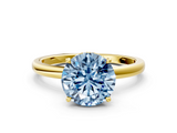 Yellow gold Fancy Blue Round  Solitaire Engagement Ring with Cathedral Band and Four-Prong Setting_21