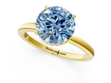Yellow gold Fancy Blue Round  Solitaire Engagement Ring with Cathedral Band and Four-Prong Setting_22