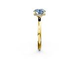 Yellow gold Fancy Blue Round  Solitaire Engagement Ring with Cathedral Band and Four-Prong Setting_23