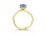 Yellow gold Fancy Blue Round  Solitaire Engagement Ring with Cathedral Band and Four-Prong Setting_24