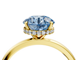 Yellow gold Fancy Blue Round  Solitaire Engagement Ring with Cathedral Band and Four-Prong Setting_25