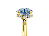 Yellow gold Fancy Blue Round  Solitaire Engagement Ring with Cathedral Band and Four-Prong Setting_26