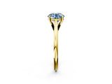 Yellow gold Fancy Blue Round  Solitaire Engagement Ring with Four-Prong Setting and Classic Band 2