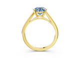 Yellow gold Fancy Blue Round  Solitaire Engagement Ring with Four-Prong Setting and Classic Band 3