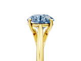 Yellow gold Fancy Blue Round  Solitaire Engagement Ring with Four-Prong Setting and Classic Band 5